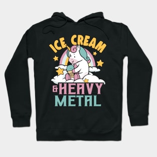Ice Cream & Heavy Metal Unicorn Rainbow Funny Retro Death Metal Hoodie